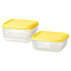 3 pack - Pruta Food Container, clear yellow 20 oz